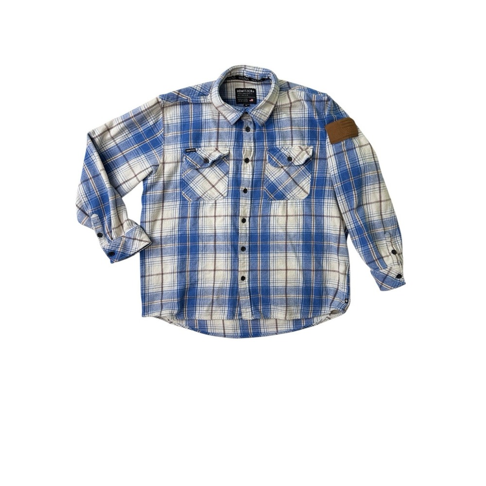 HOWITZER We The People Men's Flannel Shirt Blue Flag 100% Cotton XL